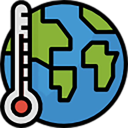Thermometer on 3D Planet Earth logo