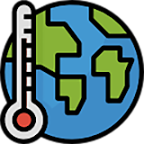 Thermometer on 3D Planet Earth icon