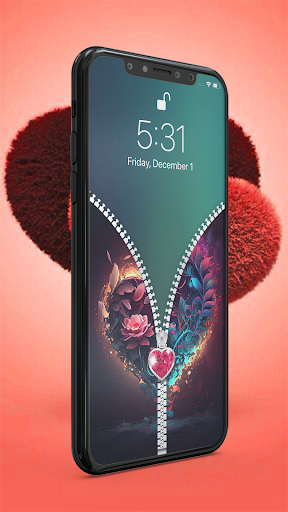 Android application Heart Zipper Lock Screen screenshort