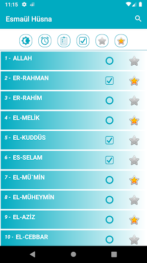 Android application Esmaül Hüsna Ezber screenshort