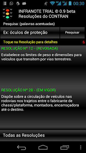 Android application INFRANOTE PRO RESOLUÇÕES/MBFT screenshort