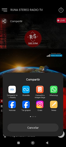 Android application Runa Stereo Radio TV screenshort