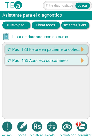 Android application Tto. Empírico Antimicrobiano screenshort