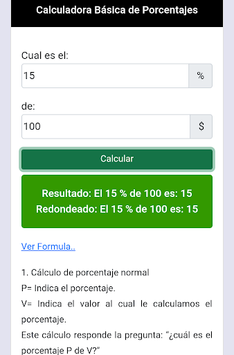 Android application Calculadora de Porcentajes screenshort