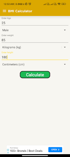 SlimScore: BMI Calculator Screen 3