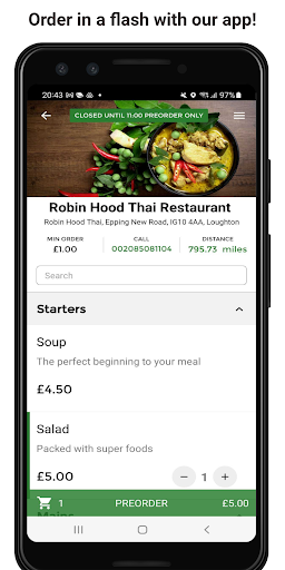 Android application Robin Hood Thai Restaurant screenshort