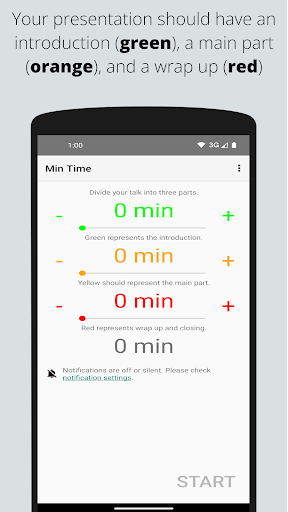 Android application Min Time - simple talk timer screenshort