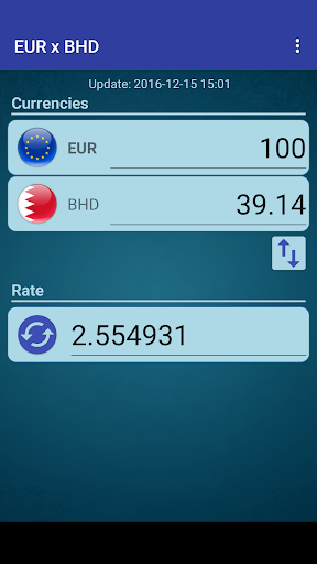 Android application Euro x Bahraini Dinar screenshort