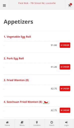 First Wok Louisville, KY Order Screen 2