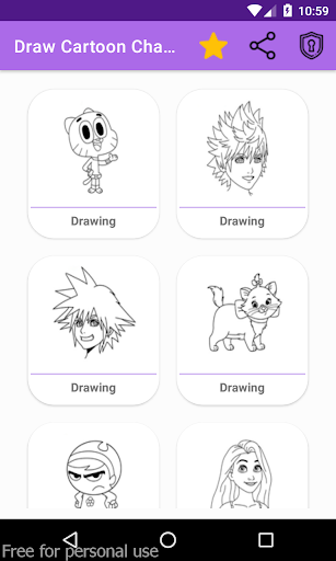 Android application How To Draw Cartoon Characters screenshort