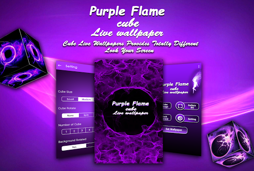 Android application Purple Flame Cube Wallpaper screenshort