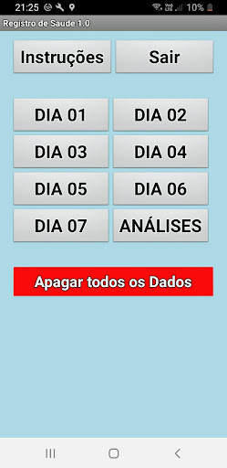 Android application Registro de Pressão Arterial screenshort