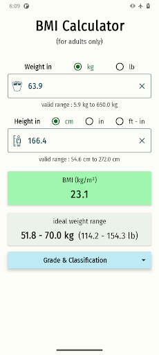 BMI Calculator Screen 3