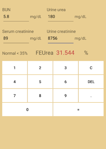 Android application FENa and FEUrea screenshort