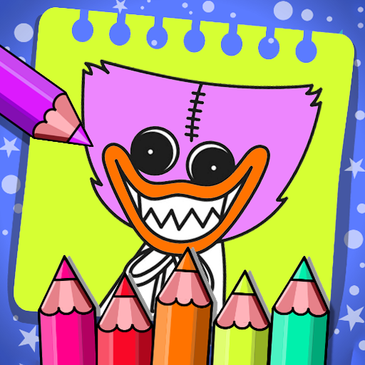 Rainbow poppy coloring game logo