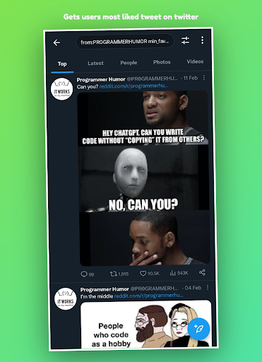 Tweet Sort - Sort by likes Screen 2