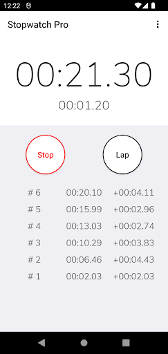 Android application Stopwatch Pro screenshort