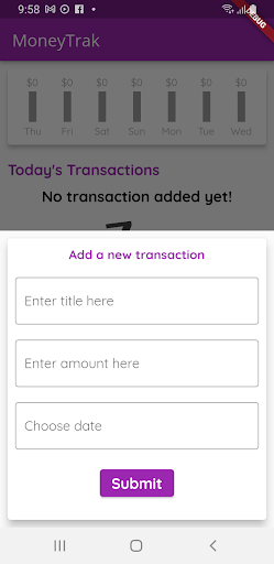 MoneyTrak Screen 2