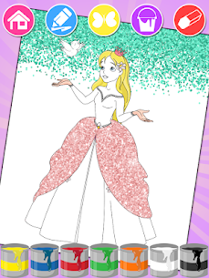 Princess Coloring Book Glitter & Girls Dress Up 1