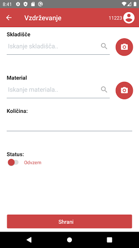 Android application Vzdrževanje screenshort