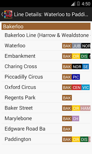 London Train Route Planner Screen 3