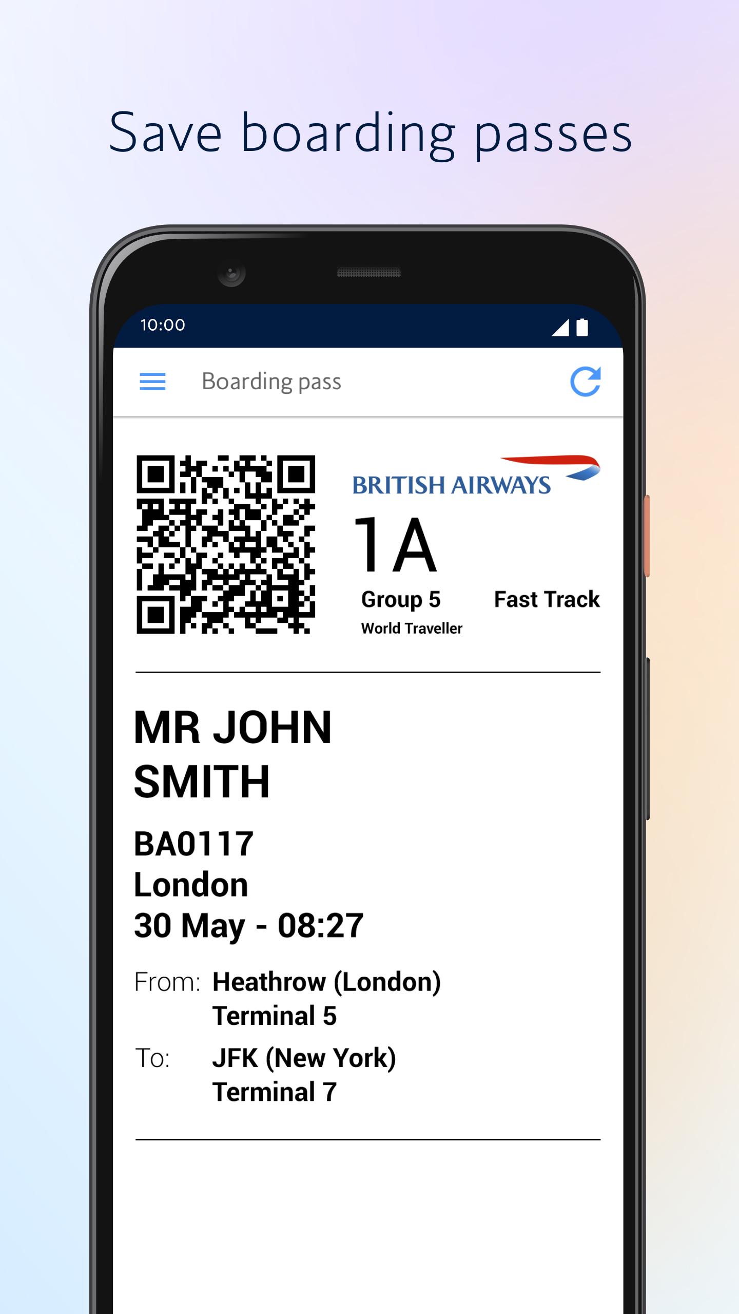 Android application British Airways screenshort