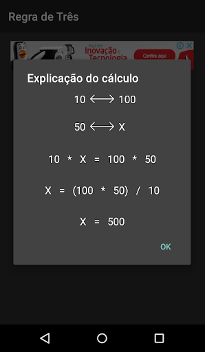 Calculo de Regra de Três Screen 2