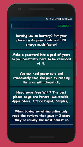 Life Hacks Screen 3