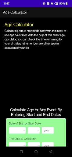 Android application Age Calculator screenshort