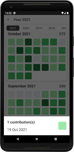 Statistics for GitHub Screen 2