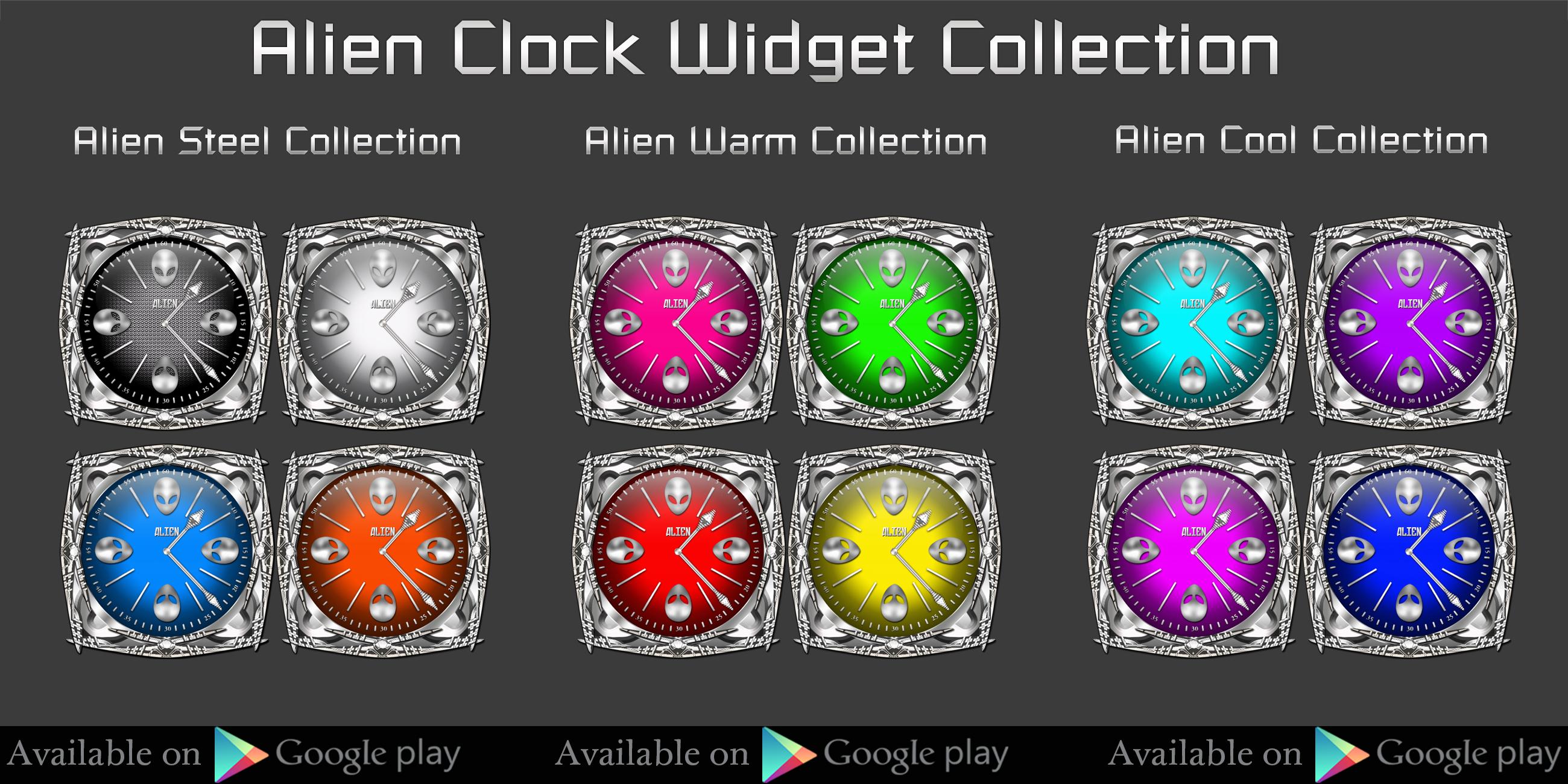 Android application Alien Cool Clock Collection screenshort