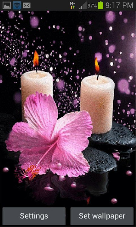 Pink Flower Candle LWP - 3 - (Android)