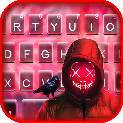 Neon Red Maskman Keyboard Back logo