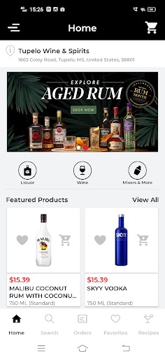 Android application Tupelo wine & Spirits screenshort