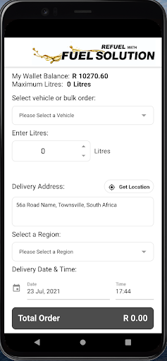 Android application Fuel Solution screenshort