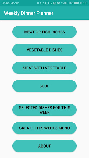 Android application Weekly Dinner Planner screenshort