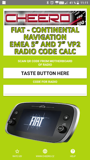RADIO CODE for FIAT EMEA VP2 Screen 2
