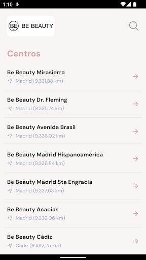 Android application BE BEAUTY screenshort