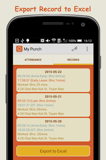 My Punch – Attendance System Screen 3
