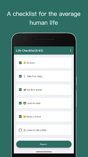 Android application Life Checklist screenshort