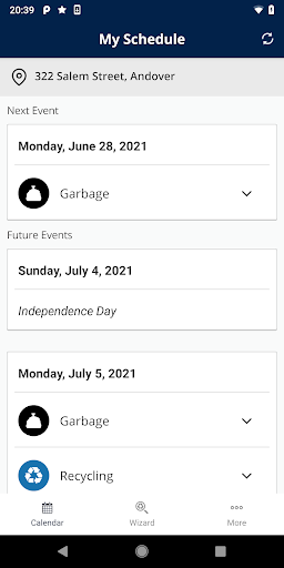 Andover MA Solid Waste App Screen 3