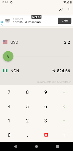 Android application US Dollar to Nigerian Naira screenshort