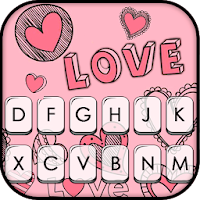 Тема для клавиатуры Doodle Pink Love