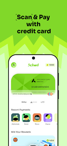 Android application Kiwi: UPI Credit Card, Rewards screenshort