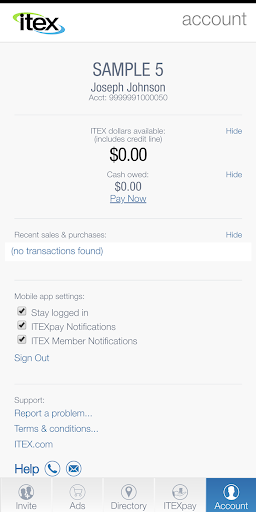 Android application ITEX Mobile screenshort