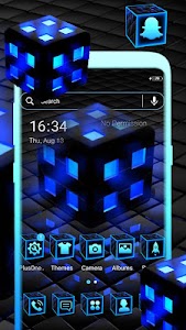 Blue Neon 3D Cube Theme 1.2 (AdFree)