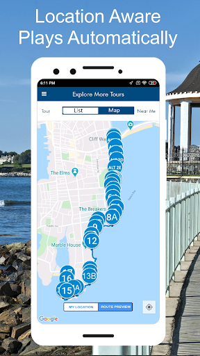 Android application Newport Cliff Walk Tour Guide screenshort