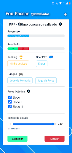 Android application PRF - Vou Passar simulados screenshort