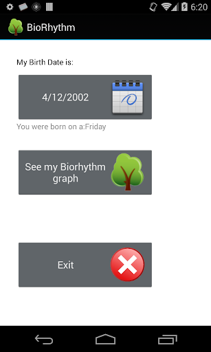 Android application BioRhythm screenshort