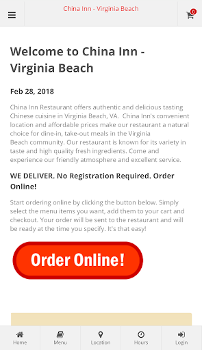 Android application China Inn Virginia Beach Order screenshort